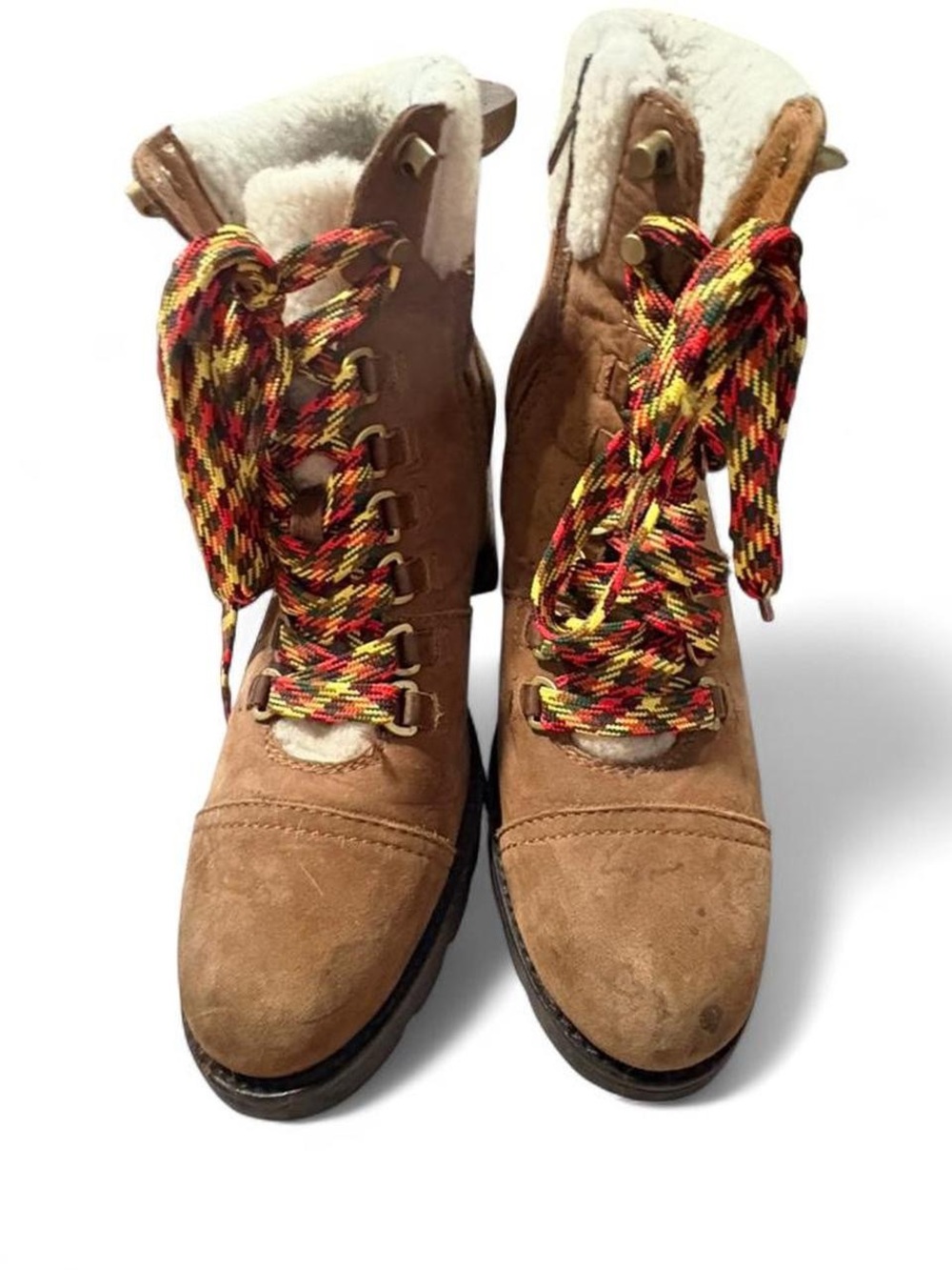 Vintage Frye suede heel lug sole boots with shearling interior - Picture 3 of 7